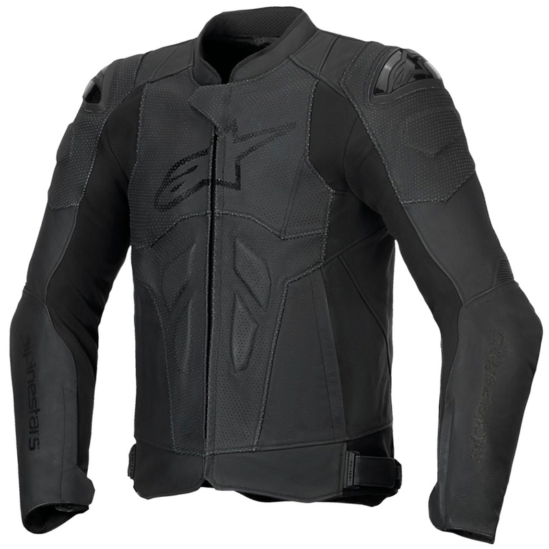 Geacă moto din piele Alpinestars Dusk Airflow negru-negru