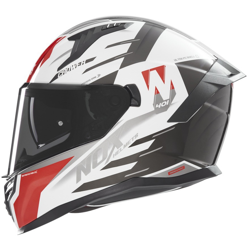 Casca integrala pentru motocicleta NOX N401 Crower alb-negru-rosu
