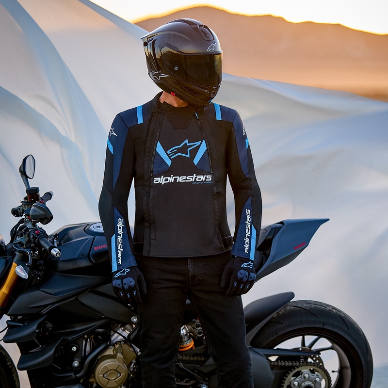 Geacă moto Alpinestars T-Stunt Air negru-albastru-albastru deschis