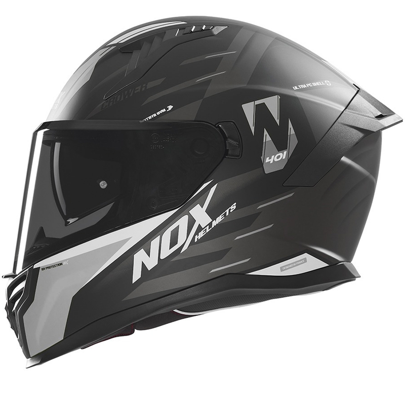 Cască integrală pentru motocicletă NOX N401 Crower, negru-argintiu mat