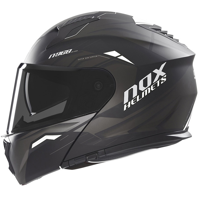 Cască de motocicletă rabatabilă NOX N968 Ultra mat negru-alb