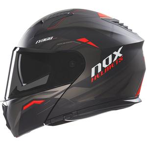 Cască de motocicletă rabatabilă NOX N968 Ultra negru-rosu mat