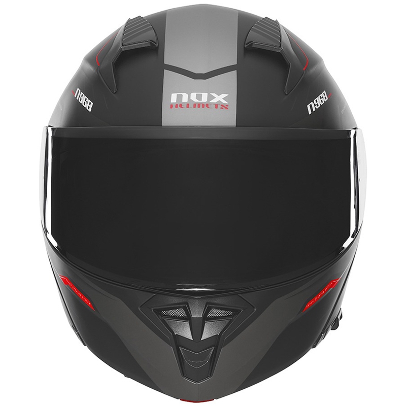 Cască de motocicletă rabatabilă NOX N968 Ultra negru-rosu mat