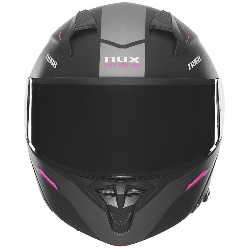 Cască de motocicletă rabatabilă NOX N968 Ultra negru-roz mat