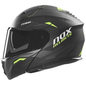 Cască de motocicletă rabatabilă NOX N968 Ultra mat negru-galben fluo