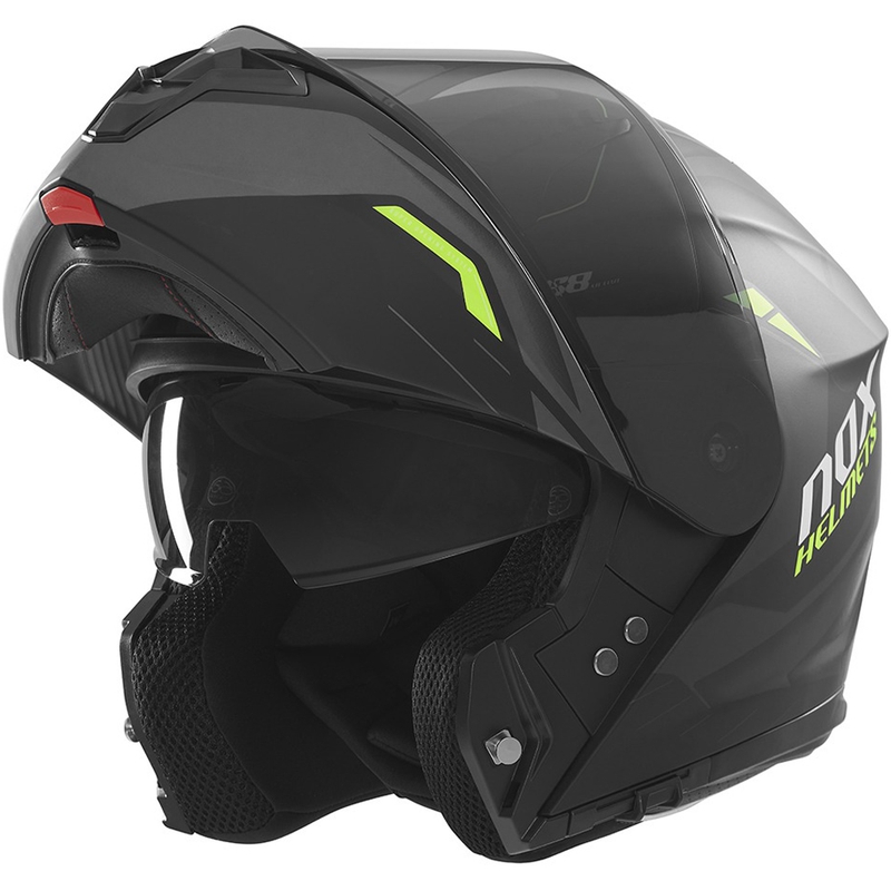 Cască de motocicletă rabatabilă NOX N968 Ultra mat negru-galben fluo