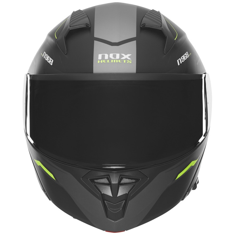 Cască de motocicletă rabatabilă NOX N968 Ultra mat negru-galben fluo