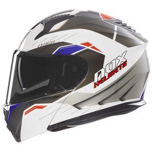 Cască de motocicletă rabatabilă NOX N968 Ultra alb-gri