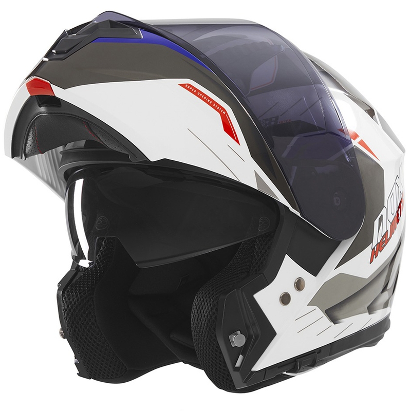 Cască de motocicletă rabatabilă NOX N968 Ultra alb-gri