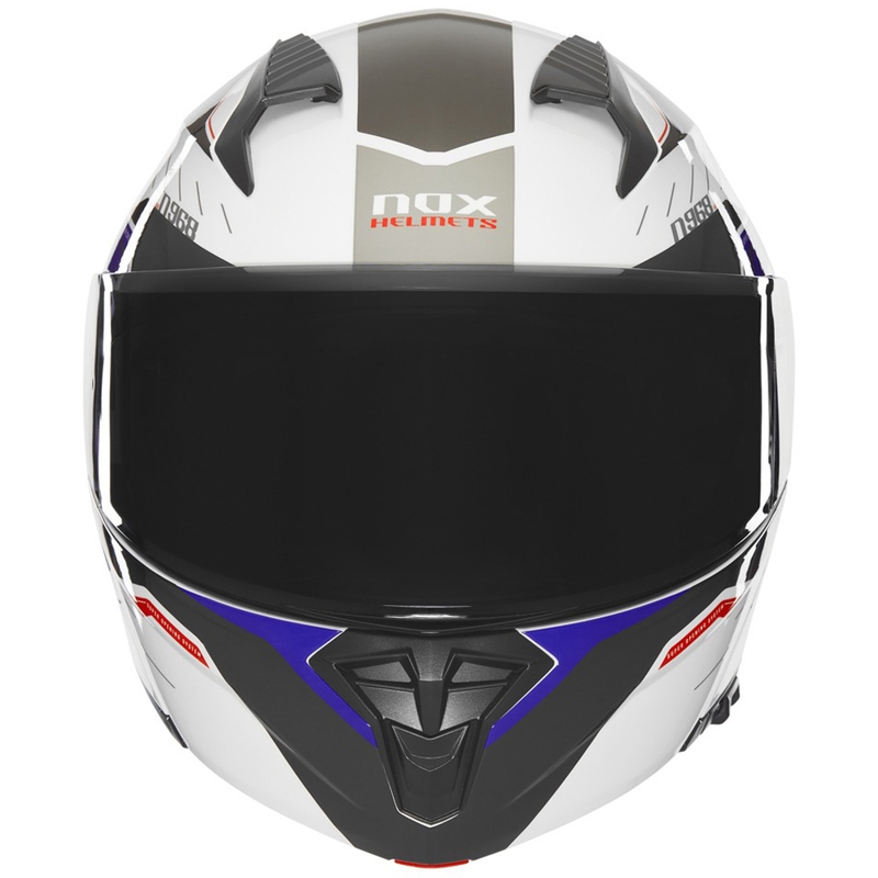 Cască de motocicletă rabatabilă NOX N968 Ultra alb-gri
