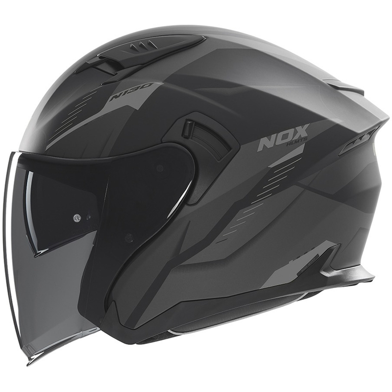 Cască de motocicletă deschisă NOX N130 Myst negru-argintiu mat