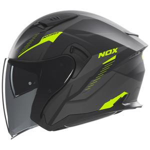 Casca de motociclete deschisa NOX N130 Myst negru mat-galben fluo