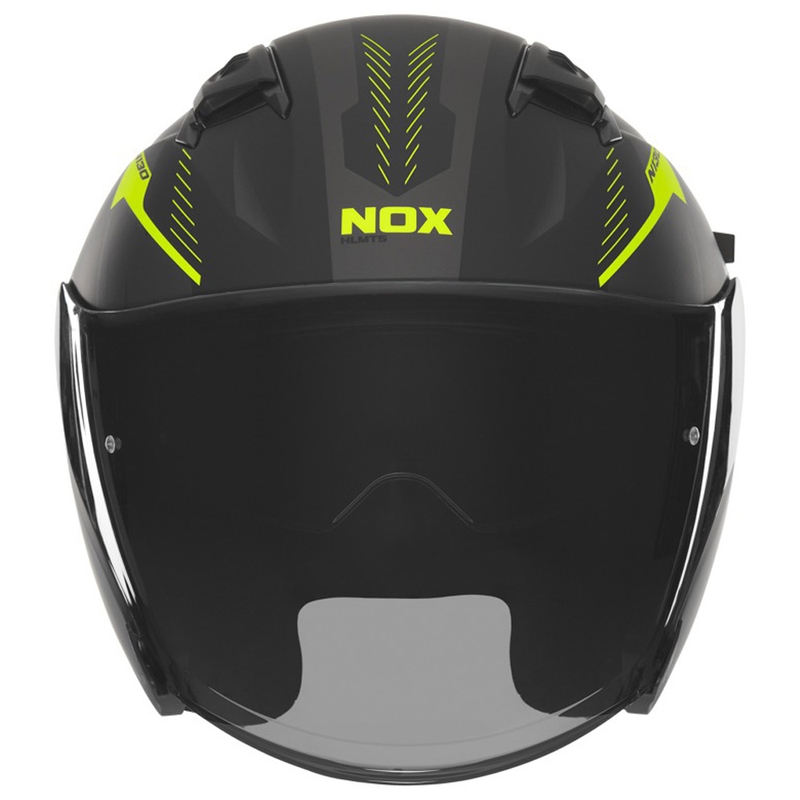 Casca de motociclete deschisa NOX N130 Myst negru mat-galben fluo