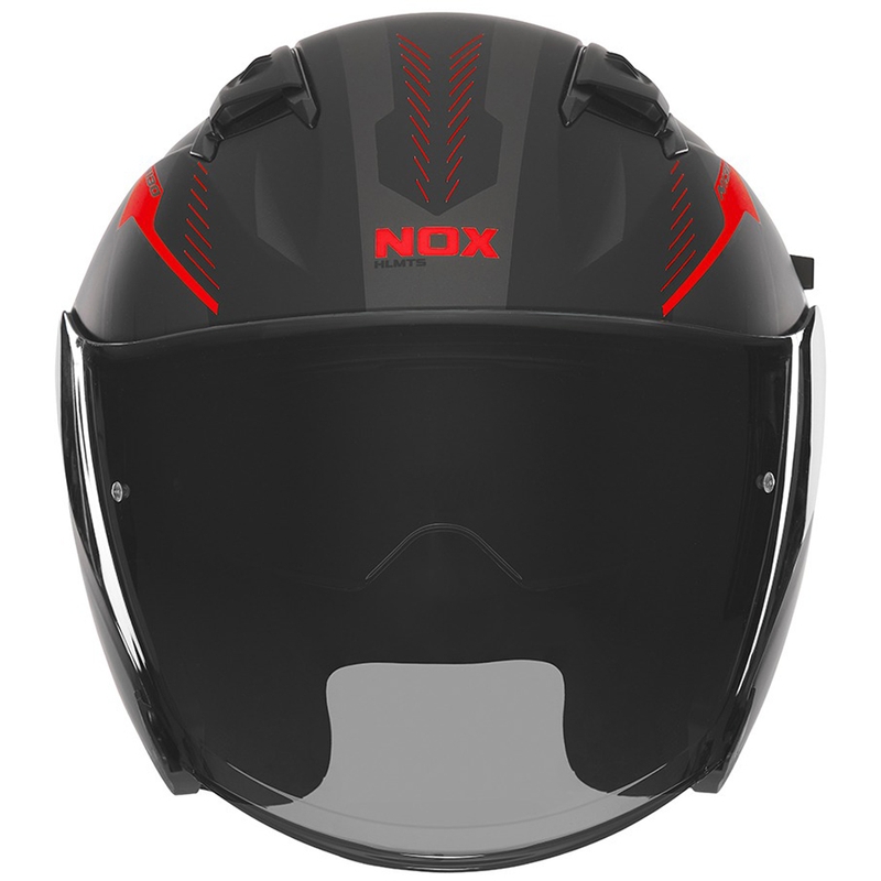 Casca de motociclete deschisa NOX N130 Myst negru-rosu mat