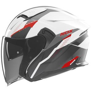 Casca de motociclete deschisa NOX N130 Myst alb-negru-rosu