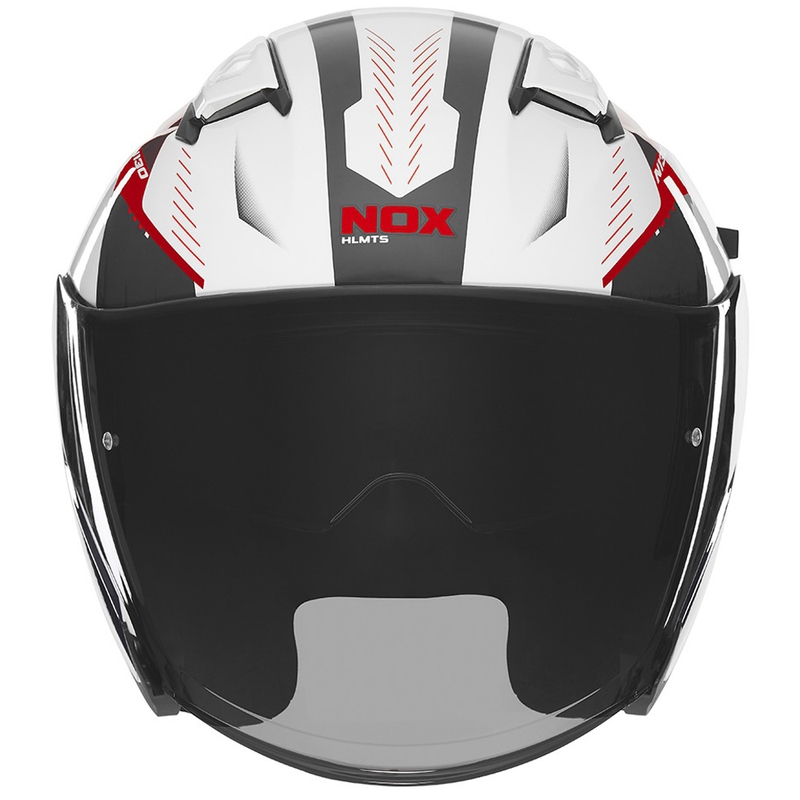 Casca de motociclete deschisa NOX N130 Myst alb-negru-rosu
