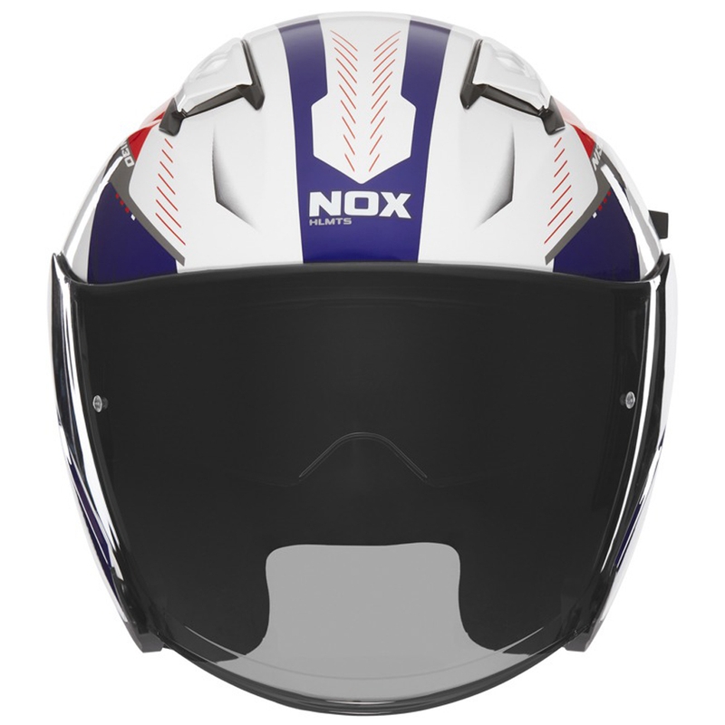 Casca de motociclete deschisa NOX N130 Myst alb-albastru-rosu
