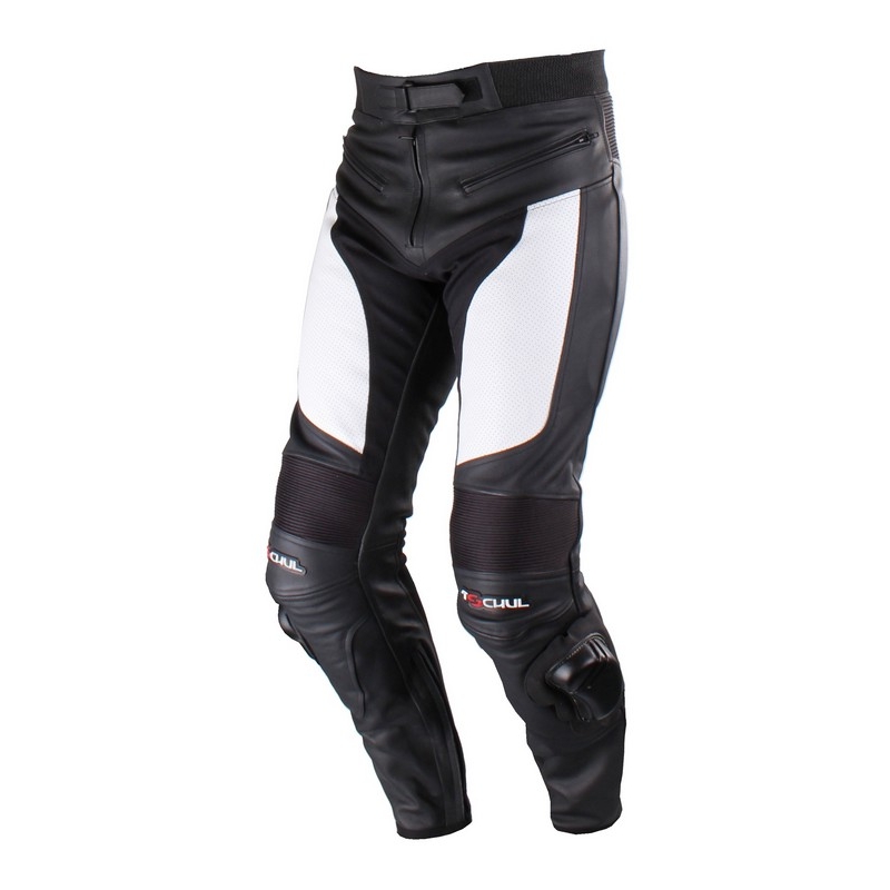 Pantaloni de motocicletă Tschul M-60 alb-negru - II. calitate
