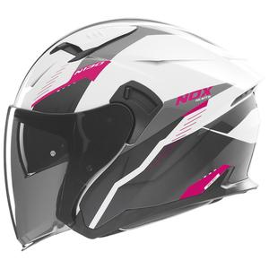Casca de motociclete deschisa NOX N130 Myst alb-negru-roz