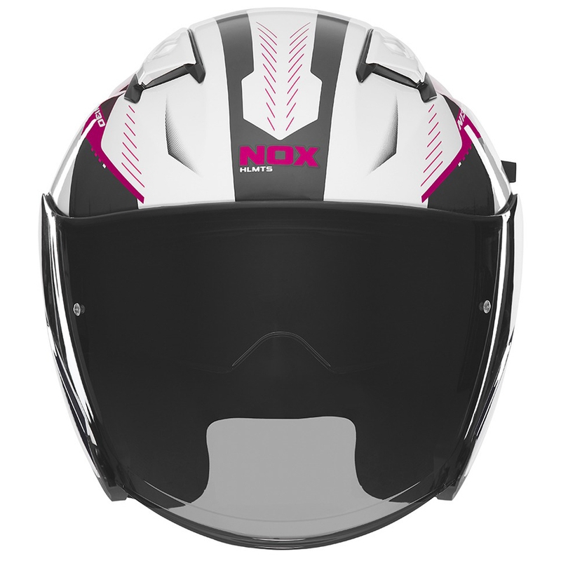 Casca de motociclete deschisa NOX N130 Myst alb-negru-roz