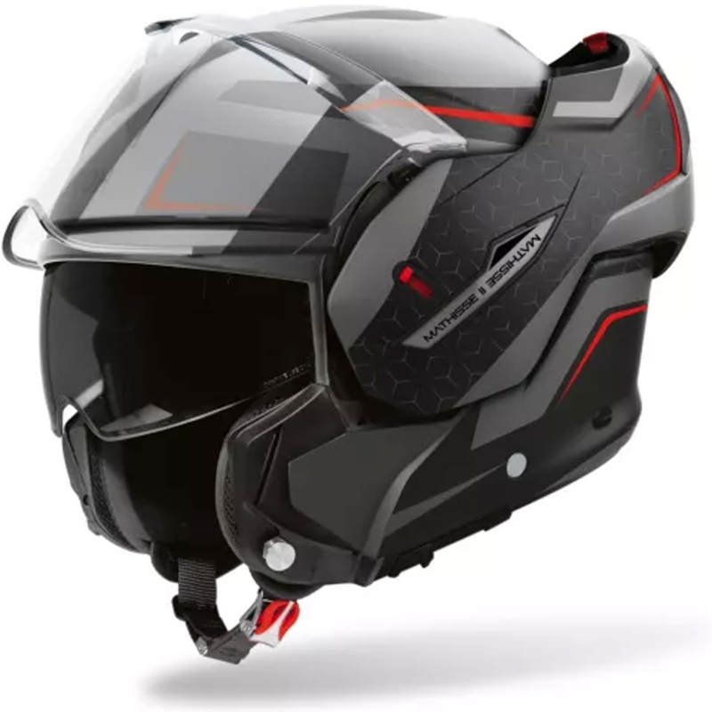 Cască de motocicletă Airoh Mathisse 2 Magnet flip-up gri-negru-roșu mat