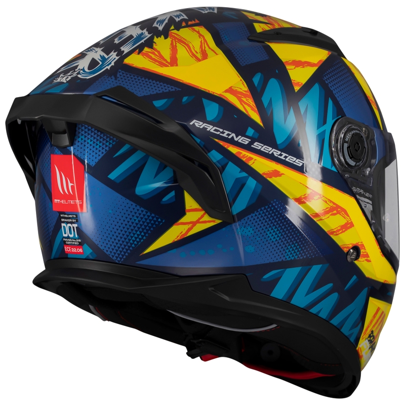 Casca moto integrala MT Braker SV Fury albastru-galben