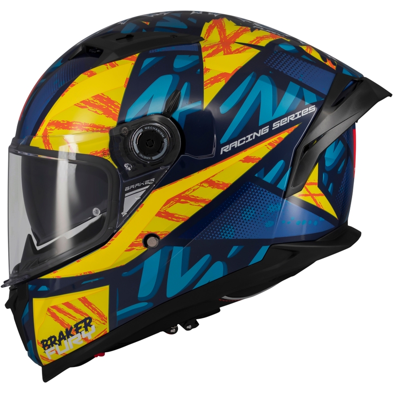 Casca moto integrala MT Braker SV Fury albastru-galben