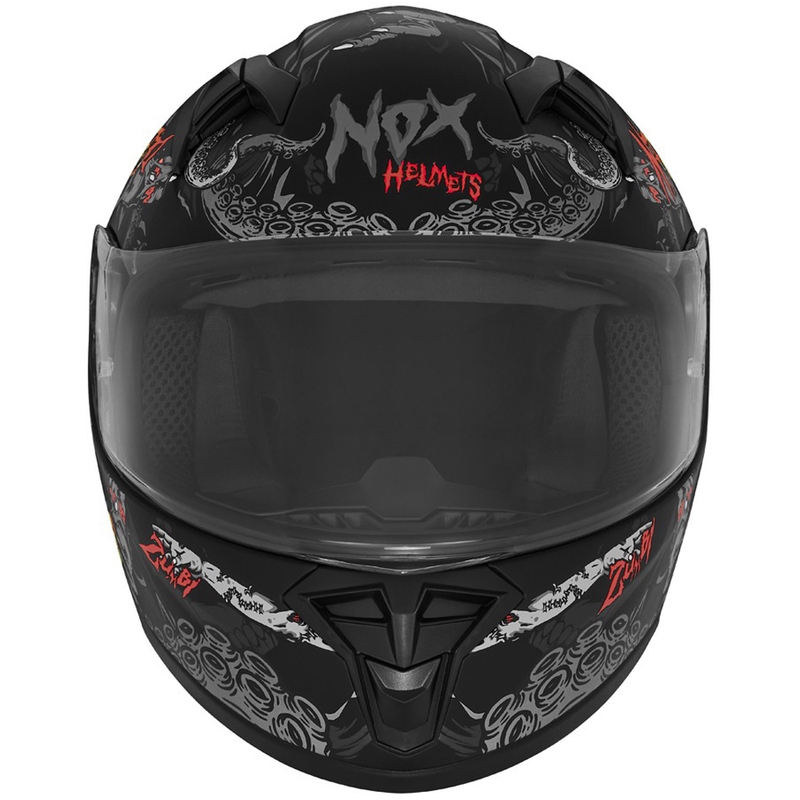 Casca moto integrala pentru copii NOX N731 ZUMBI negru-rosu mat