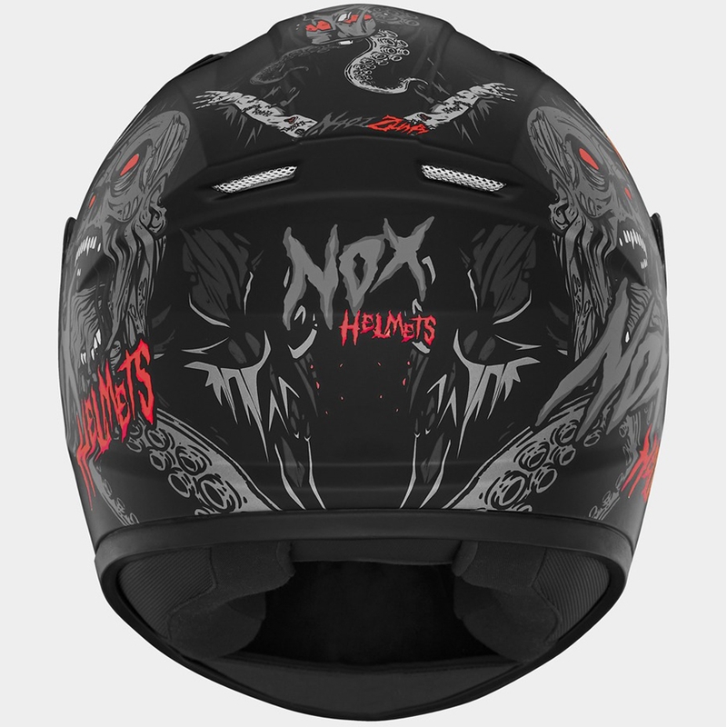 Casca moto integrala pentru copii NOX N731 ZUMBI negru-rosu mat