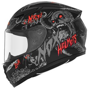 Casca moto integrala pentru copii NOX N731 ZUMBI negru-rosu mat