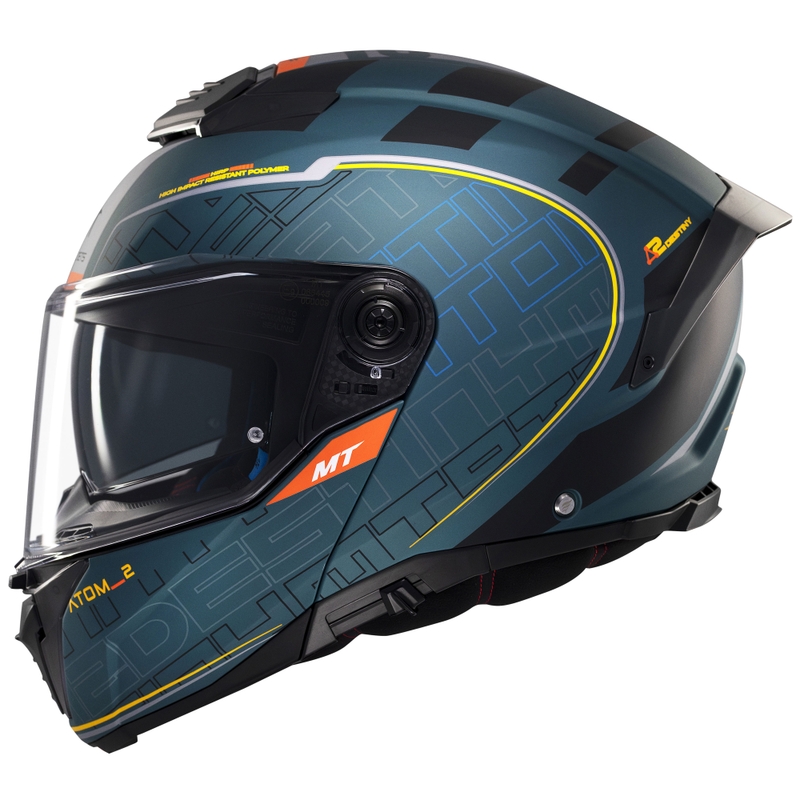 Cască de motocicletă flip-up MT Atom 2 SV Destiny verde-negru mat