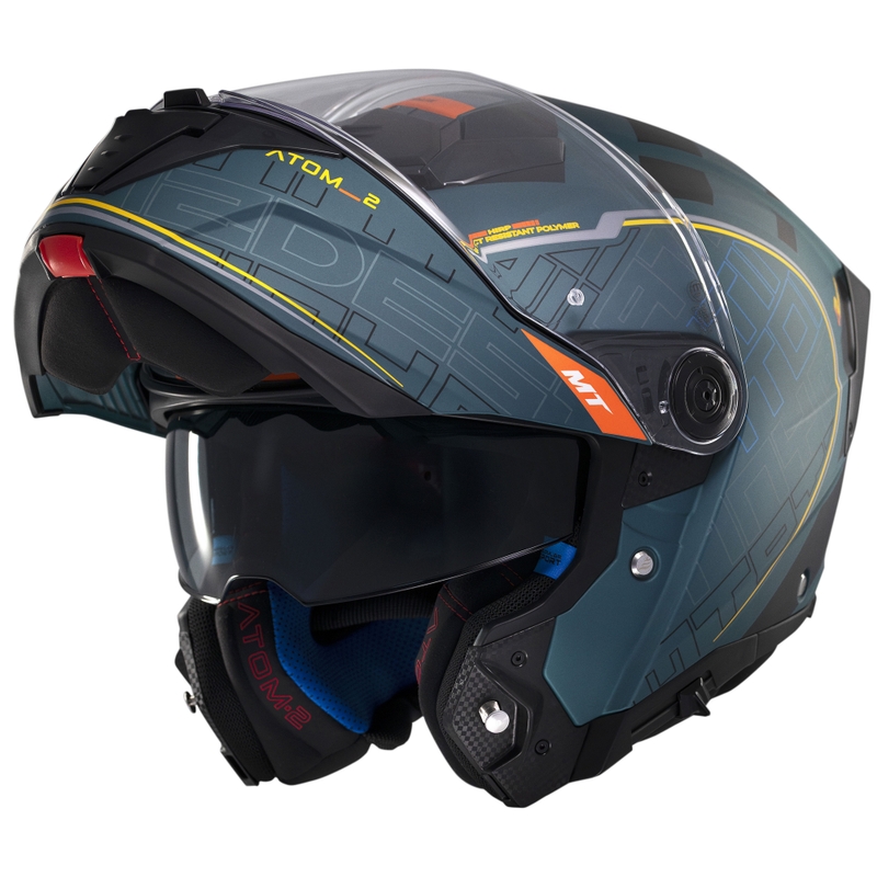 Cască de motocicletă flip-up MT Atom 2 SV Destiny verde-negru mat