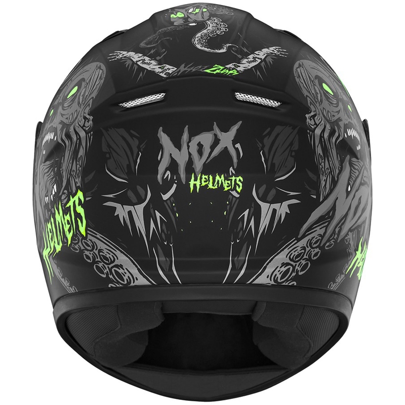 Casca integrala pentru motociclete pentru copii NOX N731 ZUMBI negru-verde mat