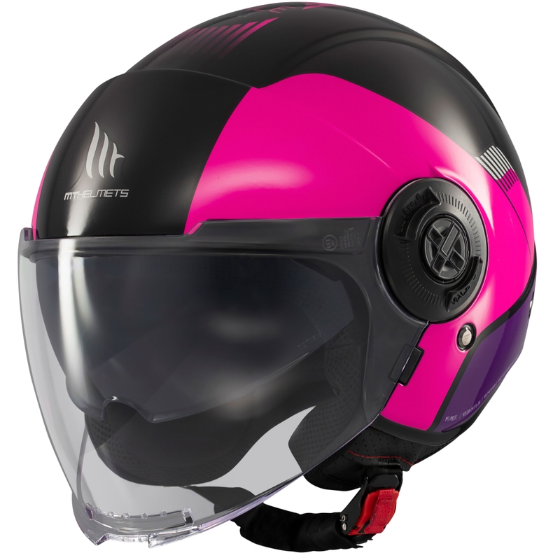 Casca de motociclete deschisa MT Viale SV S Advance negru-roz