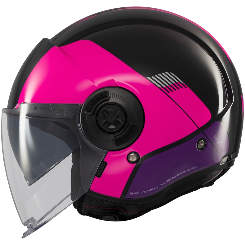 Casca de motociclete deschisa MT Viale SV S Advance negru-roz