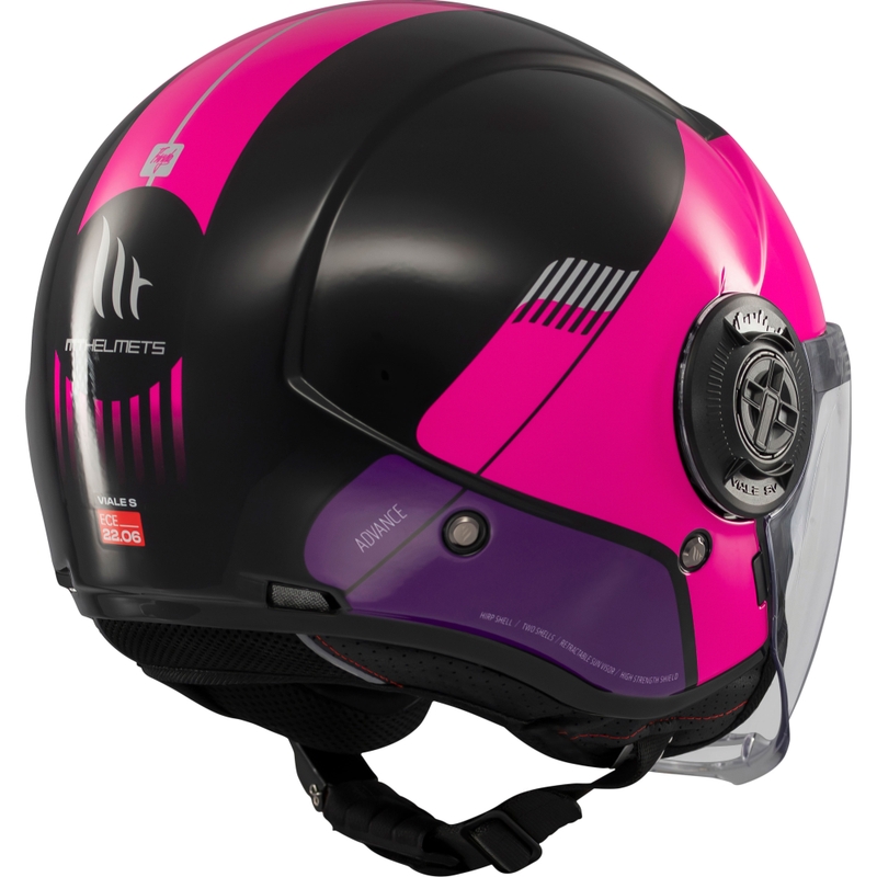 Casca de motociclete deschisa MT Viale SV S Advance negru-roz