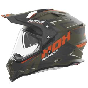 Casca moto enduro NOX N312 Vapor mat kaki-portocaliu