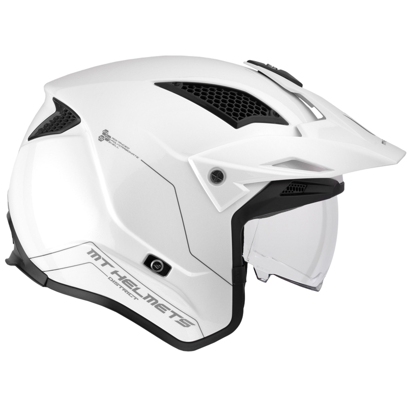 Cască moto de trial open face MT District SV Alb solid