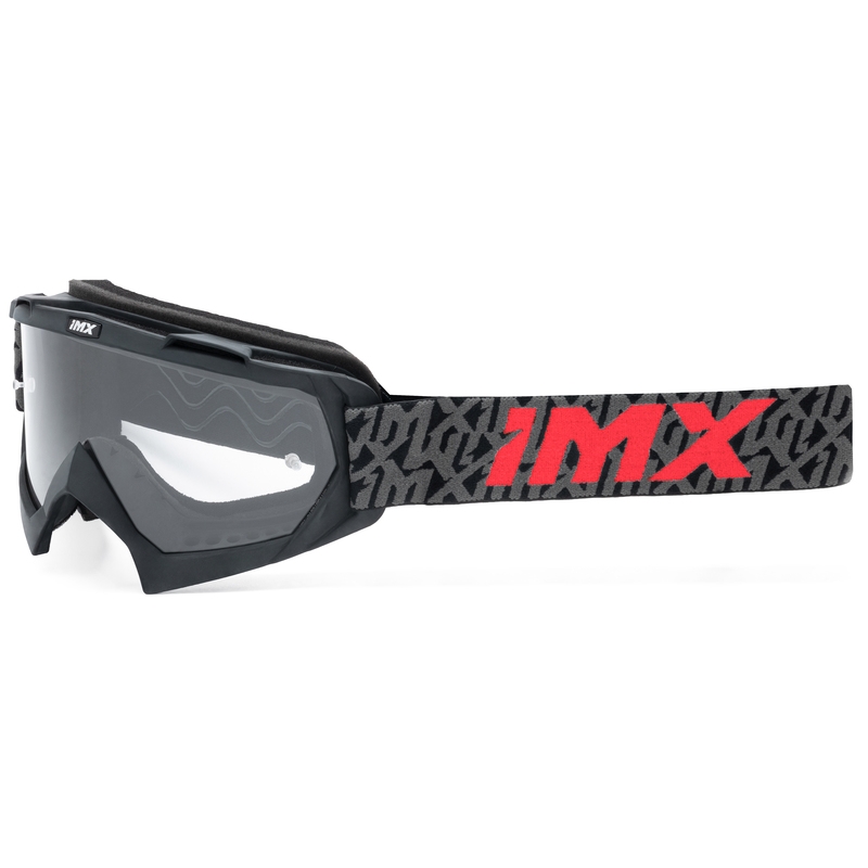 Ochelari de motocross iMX Mud negru-gri-roșu cu plexiglas transparent