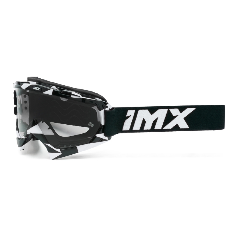 Ochelari de motocross iMX Mud alb-negru cu plexiglas transparent