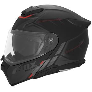Casca de motocicleta rabatabila NOX N967 Synchro negru-rosu mat