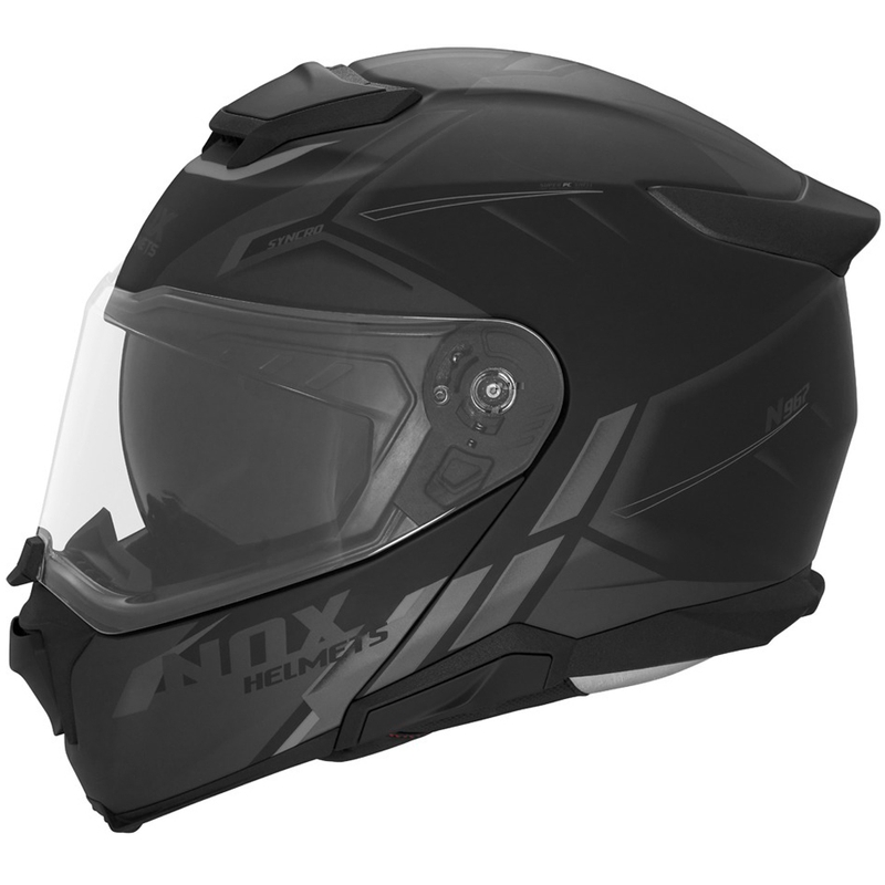 Cască de motocicletă pliabilă NOX N967 Synchro negru mat-gri