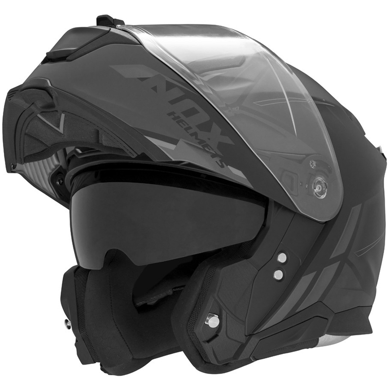 Cască de motocicletă pliabilă NOX N967 Synchro negru mat-gri