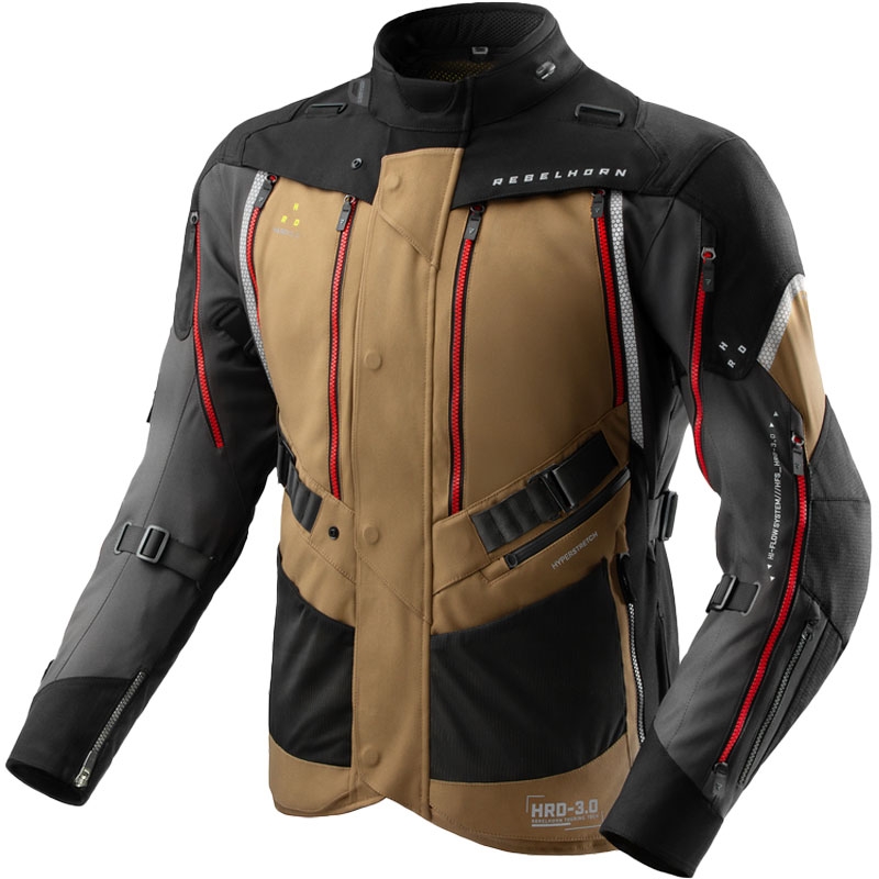 Geaca moto Rebelhorn Hardy 3.0 bej-gri-rosu