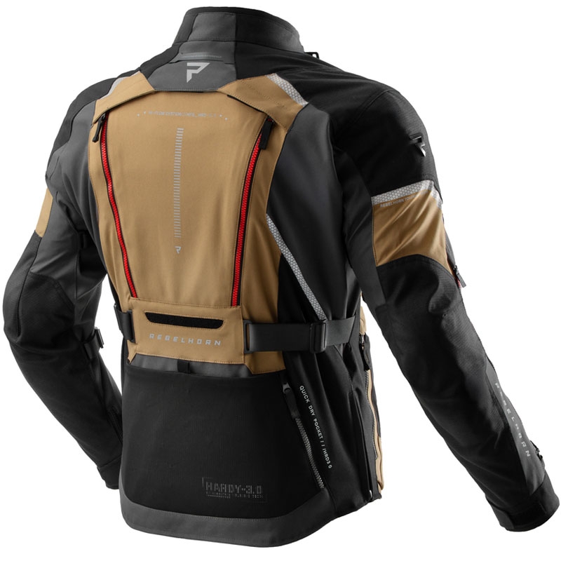 Geaca moto Rebelhorn Hardy 3.0 bej-gri-rosu