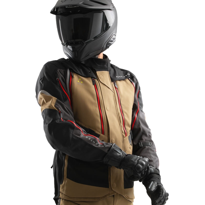 Geaca moto Rebelhorn Hardy 3.0 bej-gri-rosu