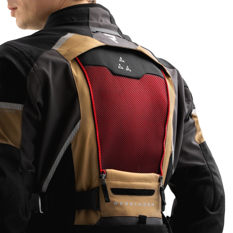 Geaca moto Rebelhorn Hardy 3.0 bej-gri-rosu