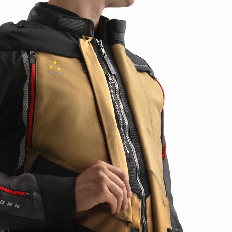 Geaca moto Rebelhorn Hardy 3.0 bej-gri-rosu