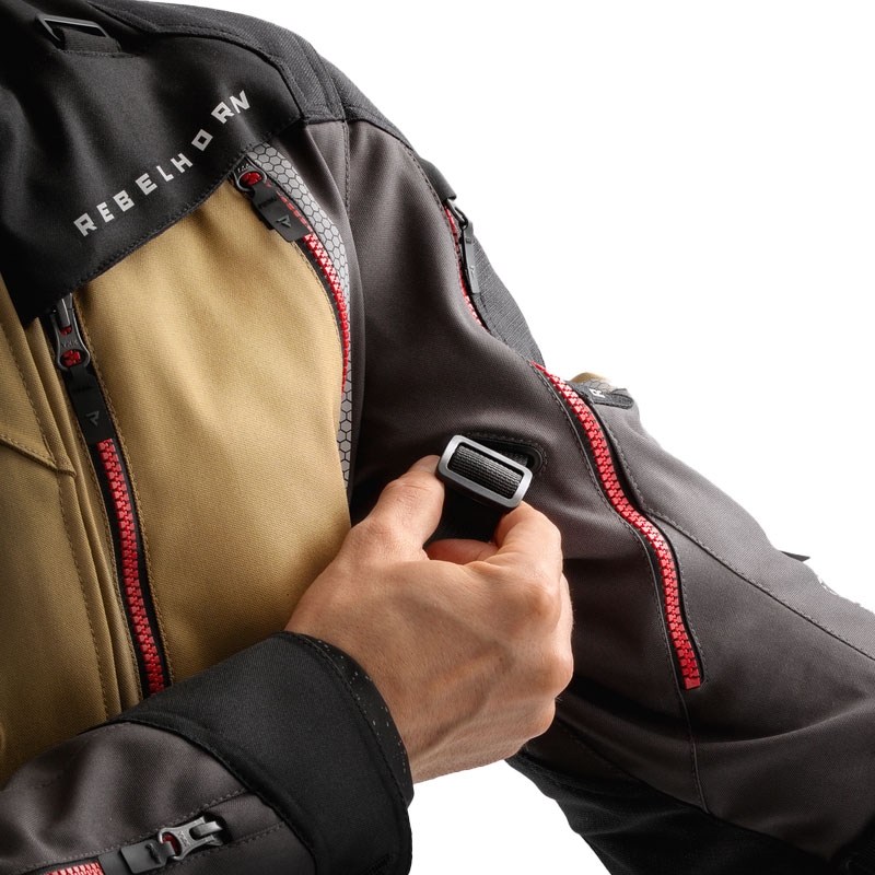 Geaca moto Rebelhorn Hardy 3.0 bej-gri-rosu