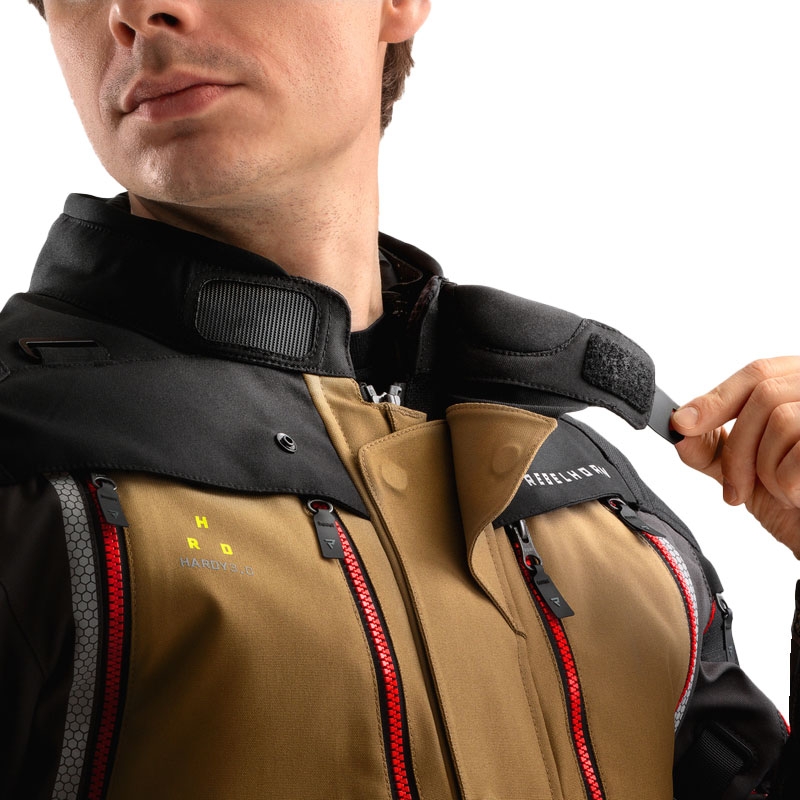 Geaca moto Rebelhorn Hardy 3.0 bej-gri-rosu